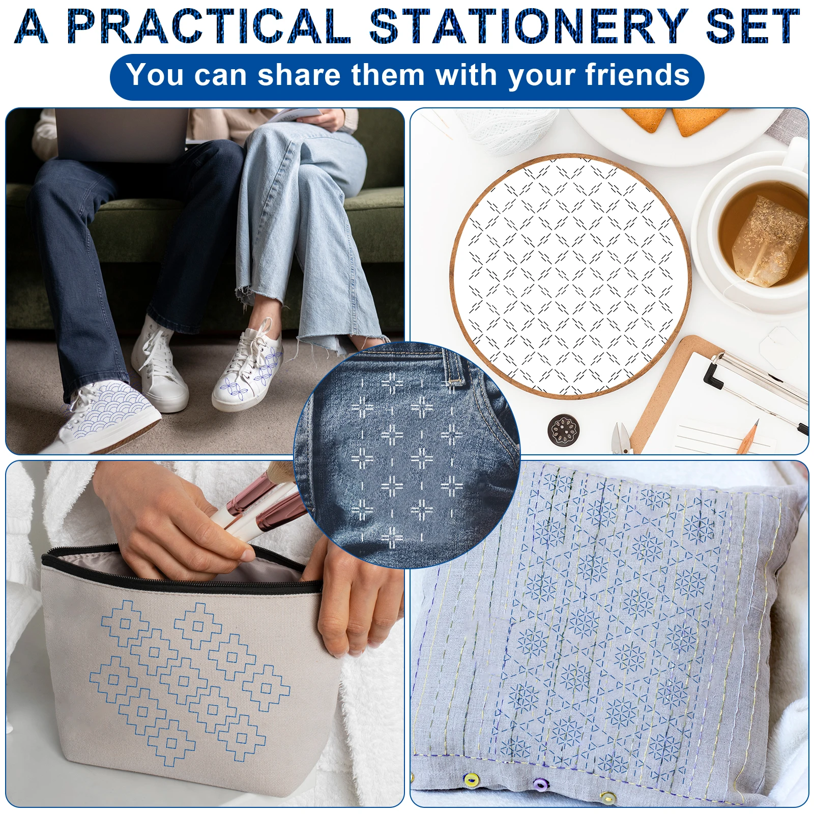 154pcs Sashiko Embroidery Patt - Embroidery Paper ulasan dan harga