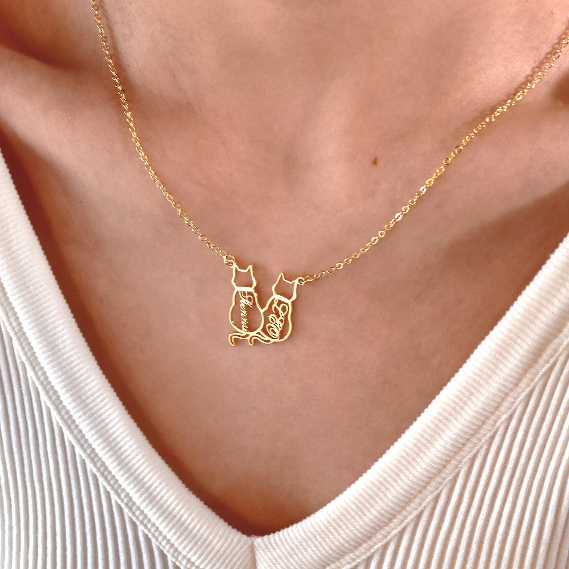 Personalized Name Cat Necklace - Embroidery Cat ulasan dan harga