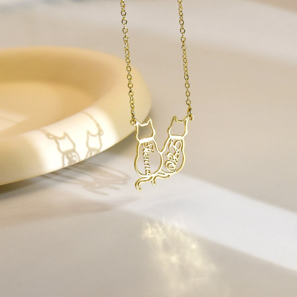 Personalized Name Cat Necklace - Embroidery Cat ulasan dan harga