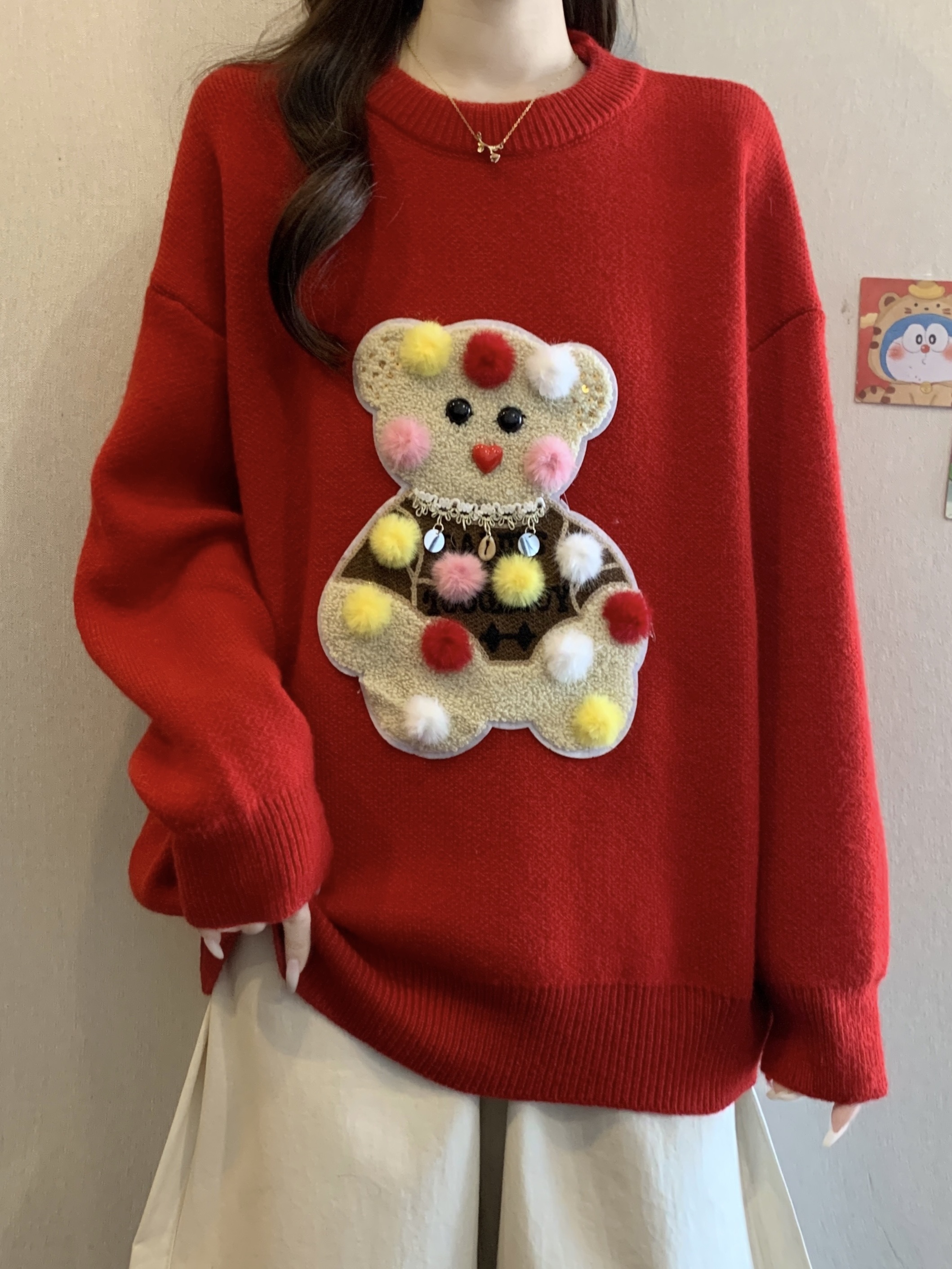 Red Christmas Bear Embroidery  - Embroidery Red ulasan dan harga
