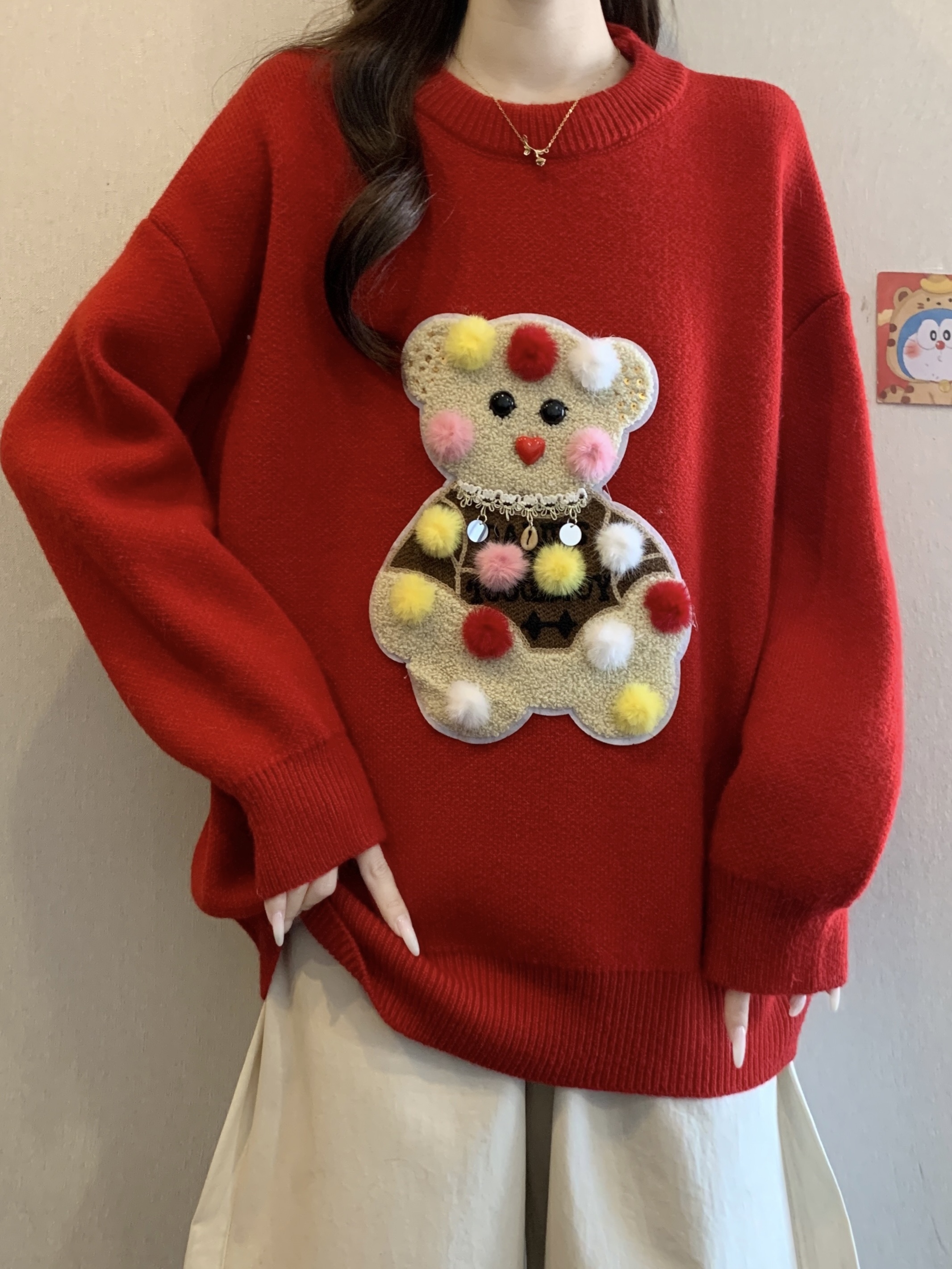Red Christmas Bear Embroidery  - Embroidery Red ulasan dan harga