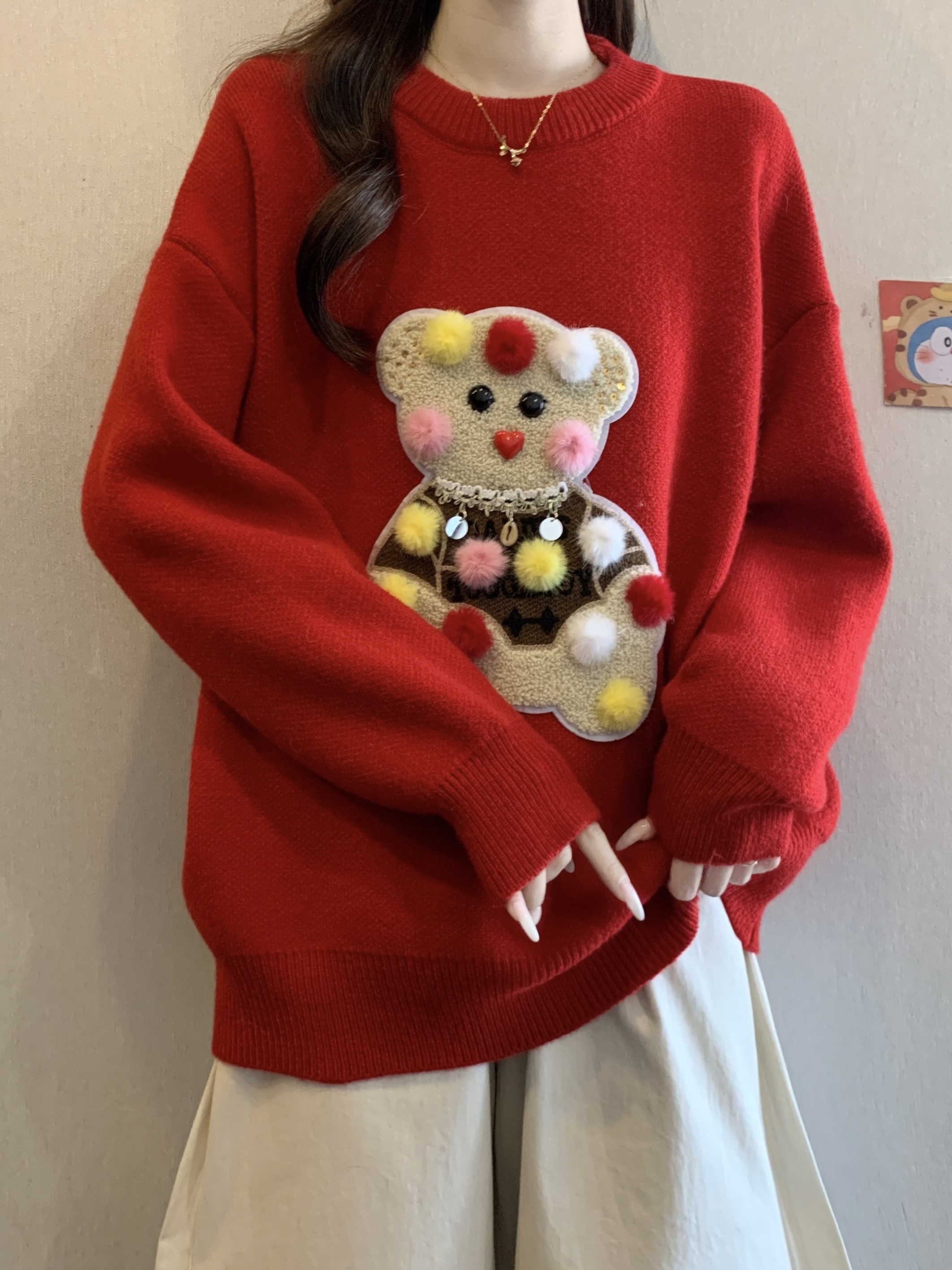 Red Christmas Bear Embroidery  - Embroidery Red ulasan dan harga