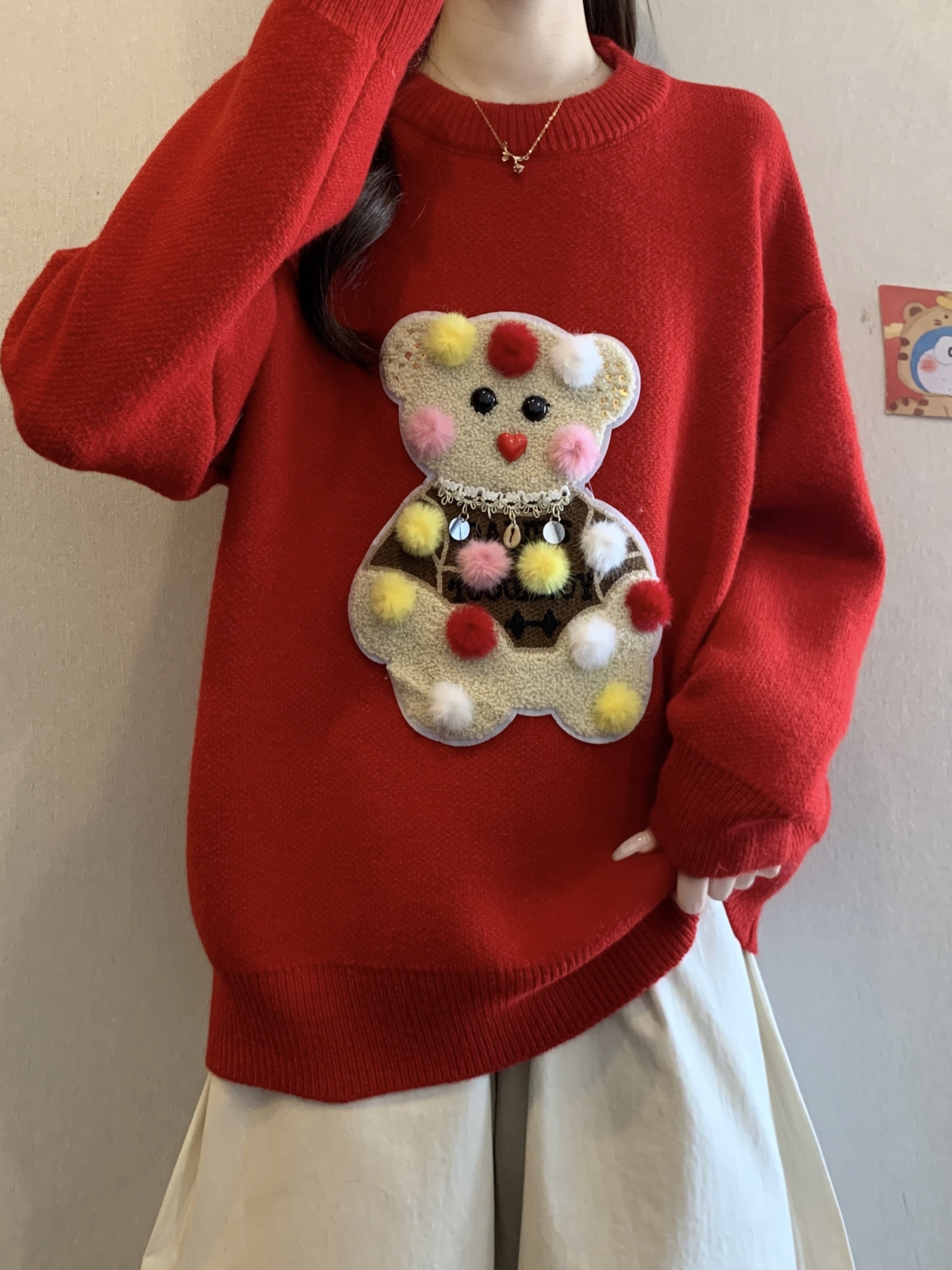 Red Christmas Bear Embroidery  - Embroidery Red ulasan dan harga