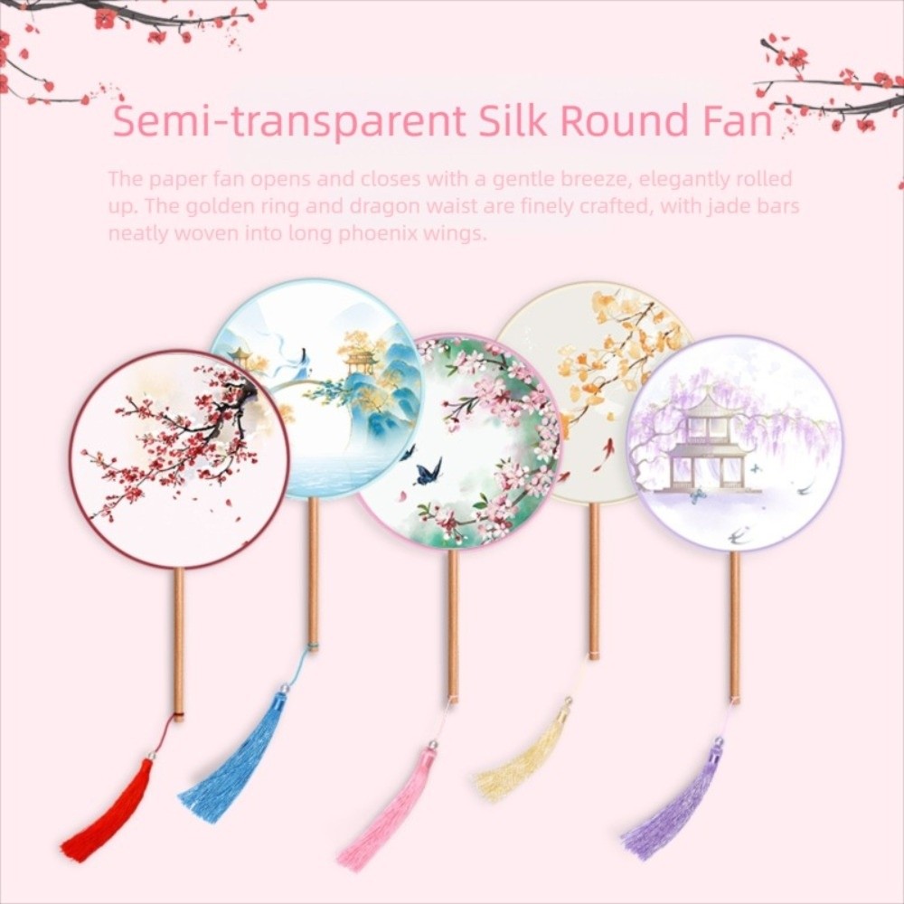 Silk Material Chinese Round Ha - Embroidery Meaning ulasan dan harga