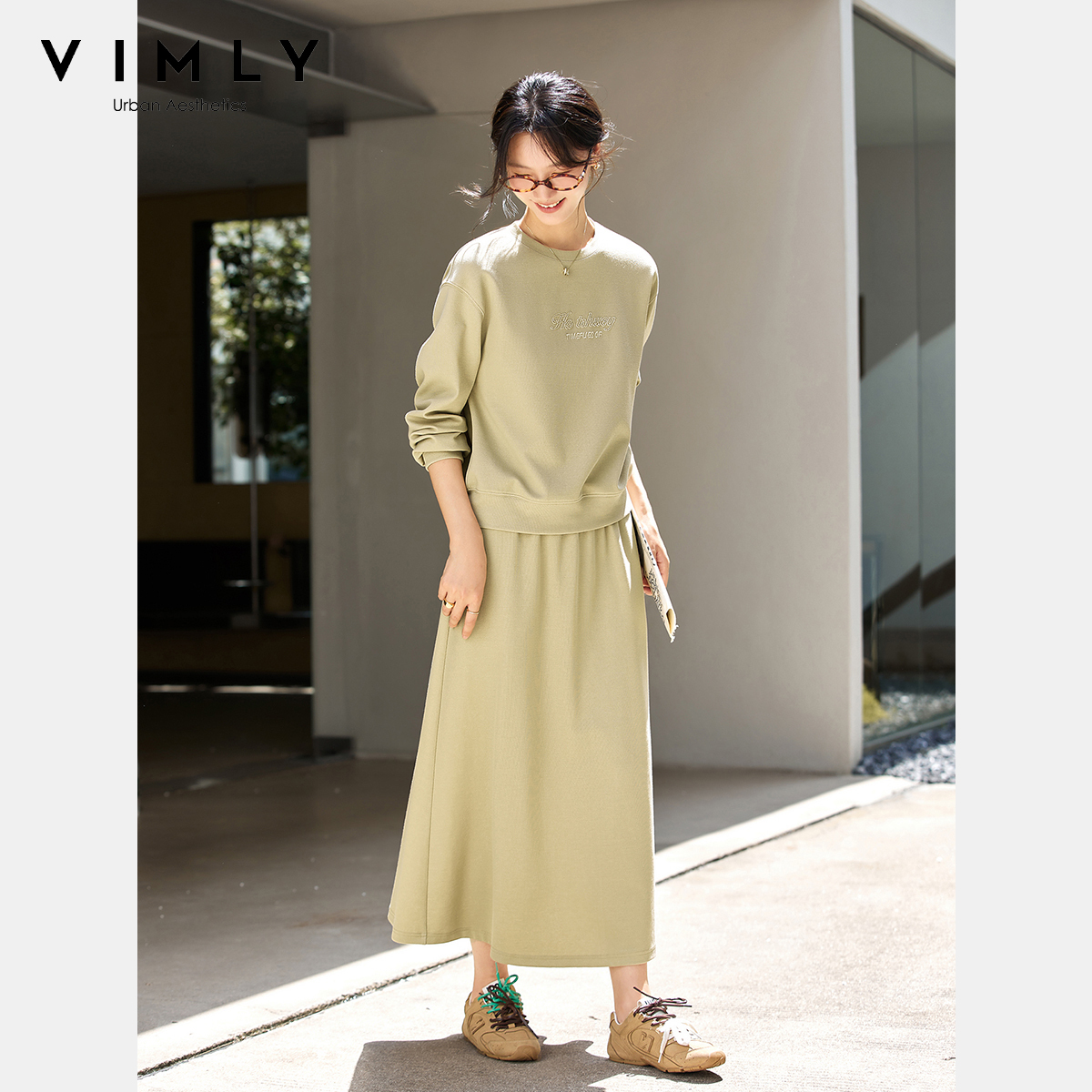 VIMLY 2 Piece Skirt Sets Woman - Embroidery Class ulasan dan harga