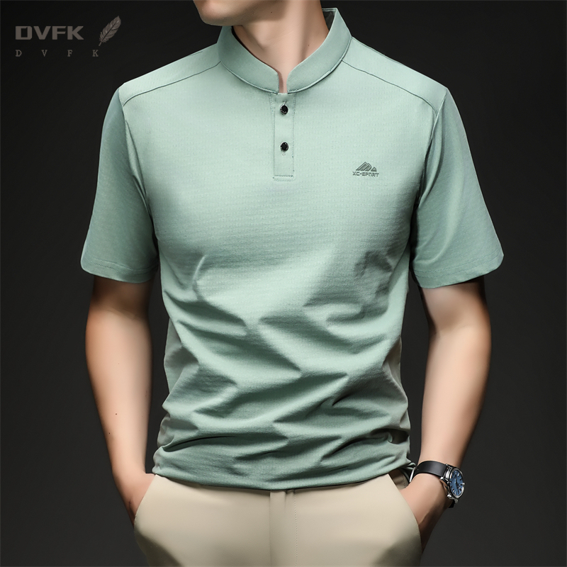 Mens Short Sleeve Mandarin Col - Embroidery Men Shirt ulasan dan harga