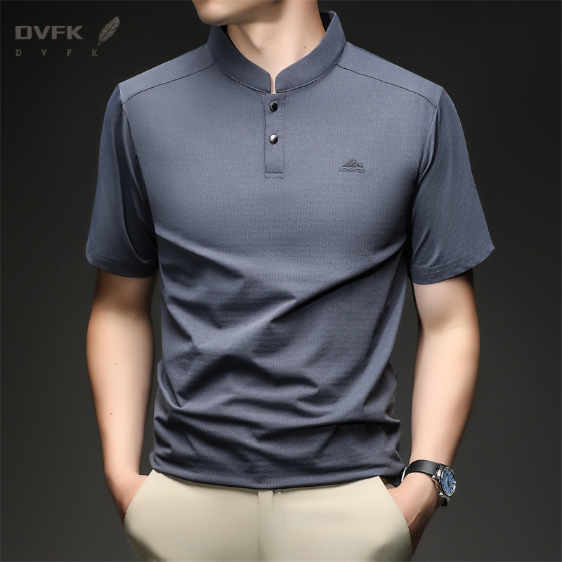 Mens Short Sleeve Mandarin Col - Embroidery Men Shirt ulasan dan harga