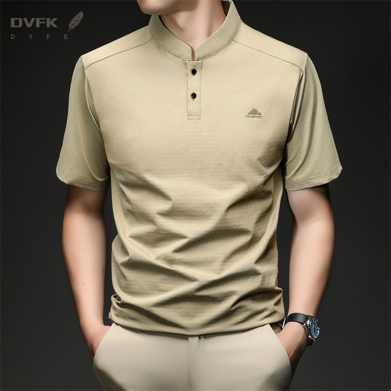 Mens Short Sleeve Mandarin Col - Embroidery Men Shirt ulasan dan harga