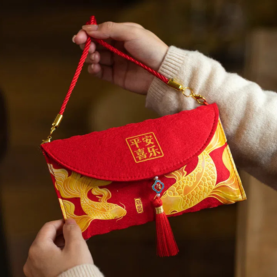 Multiple Patterns Money Pocket - Embroidery Red ulasan dan harga