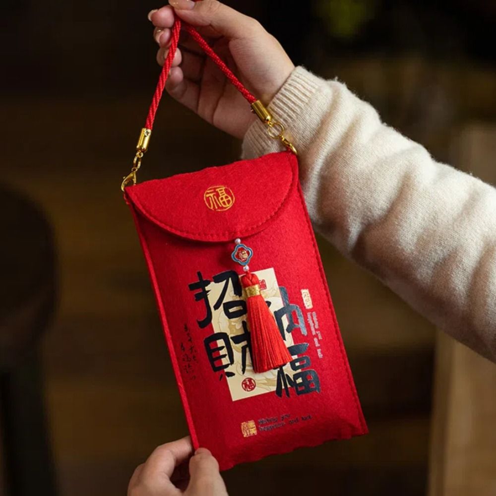 Multiple Patterns Money Pocket - Embroidery Red ulasan dan harga