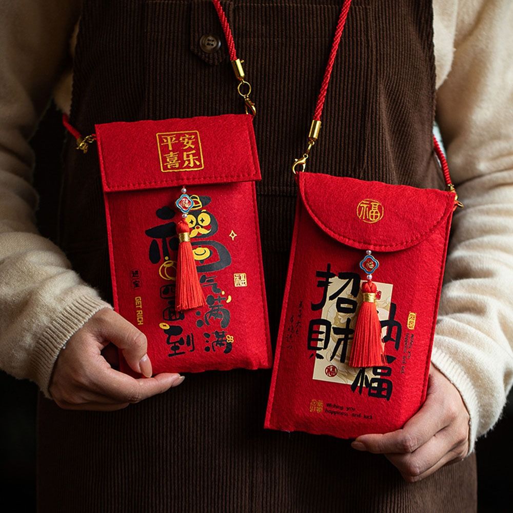 Multiple Patterns Money Pocket - Embroidery Red ulasan dan harga